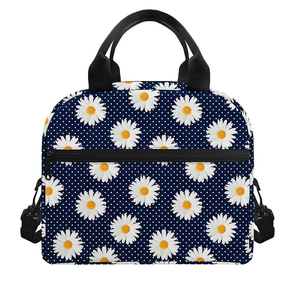 Polka Dot Daisy Floral Pattern Print Insulated Lunch Bag