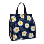 Polka Dot Daisy Floral Pattern Print Insulated Lunch Tote