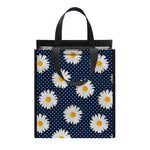 Polka Dot Daisy Floral Pattern Print Insulated Lunch Tote