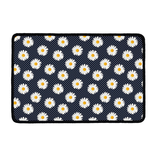 Polka Dot Daisy Floral Pattern Print Kitchen Mat