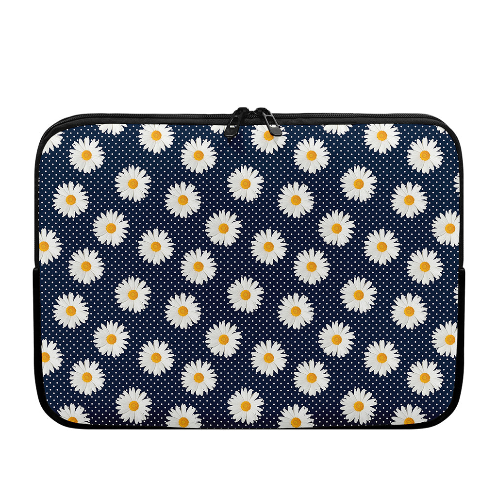 Polka Dot Daisy Floral Pattern Print Laptop Sleeve