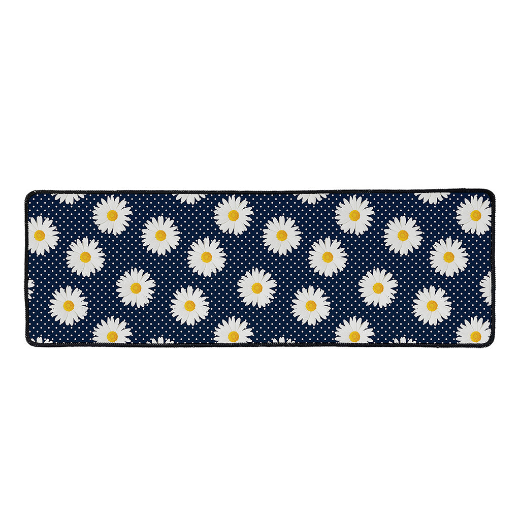 Polka Dot Daisy Floral Pattern Print Long Kitchen Mat
