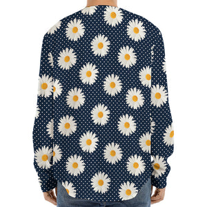 Polka Dot Daisy Floral Pattern Print Long Sleeve Baseball Jersey