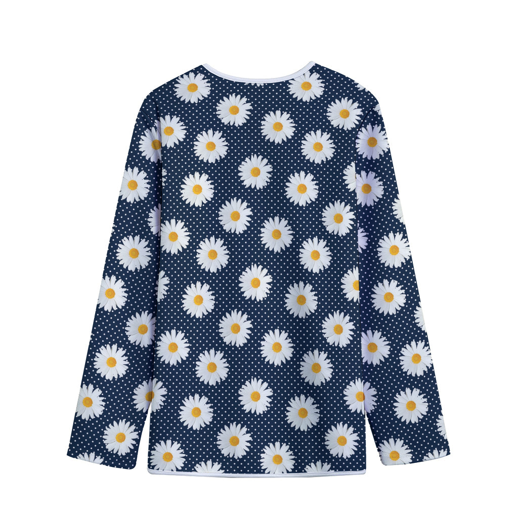 Polka Dot Daisy Floral Pattern Print Long Sleeve Short Coat