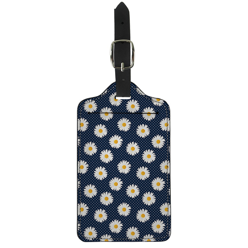 Polka Dot Daisy Floral Pattern Print Luggage Tag