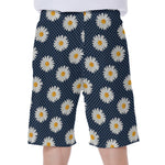 Polka Dot Daisy Floral Pattern Print Men's Beach Shorts
