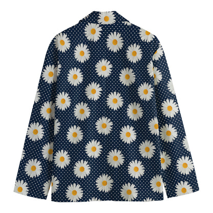 Polka Dot Daisy Floral Pattern Print Men's Blazer