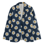 Polka Dot Daisy Floral Pattern Print Men's Cotton Blazer