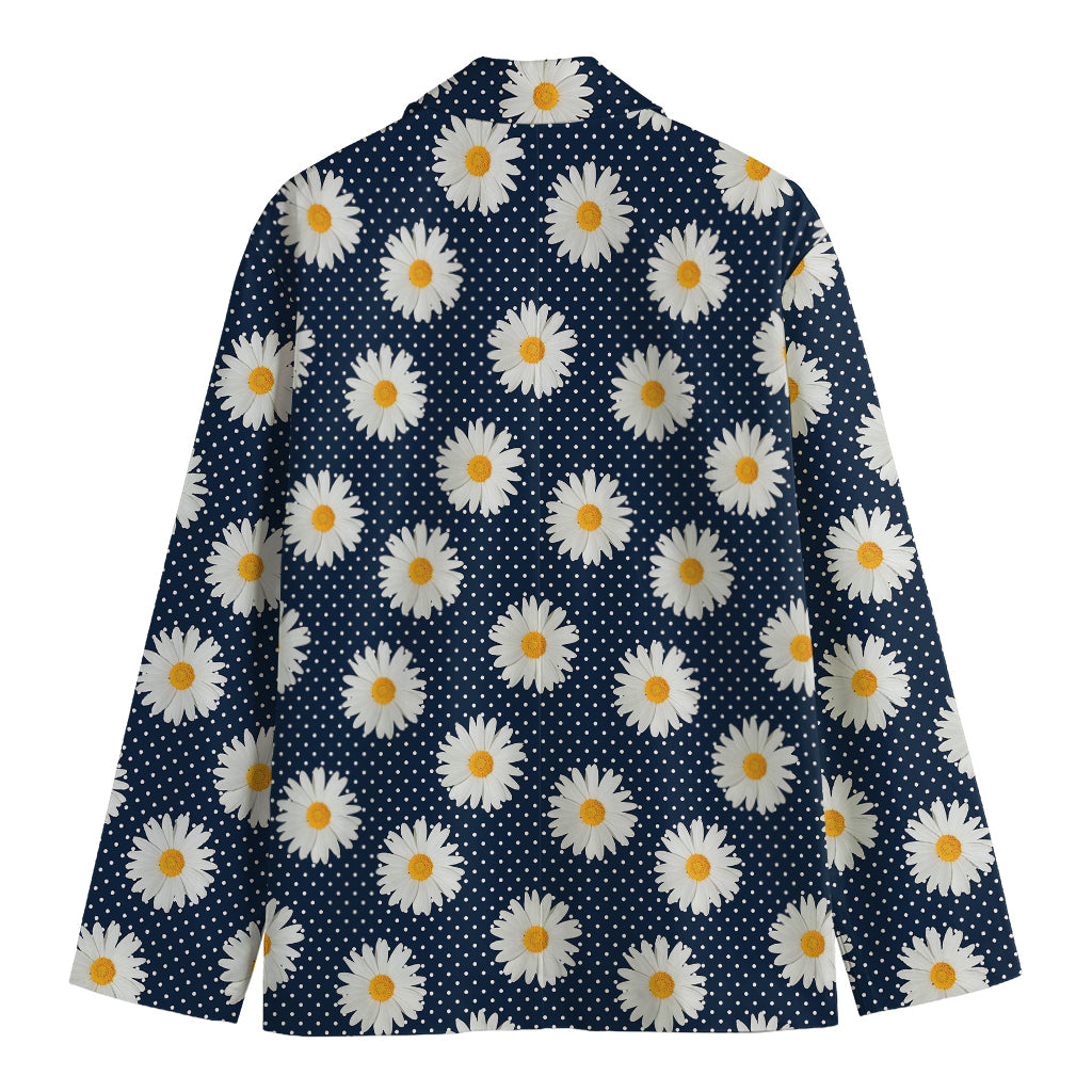 Polka Dot Daisy Floral Pattern Print Men's Cotton Blazer