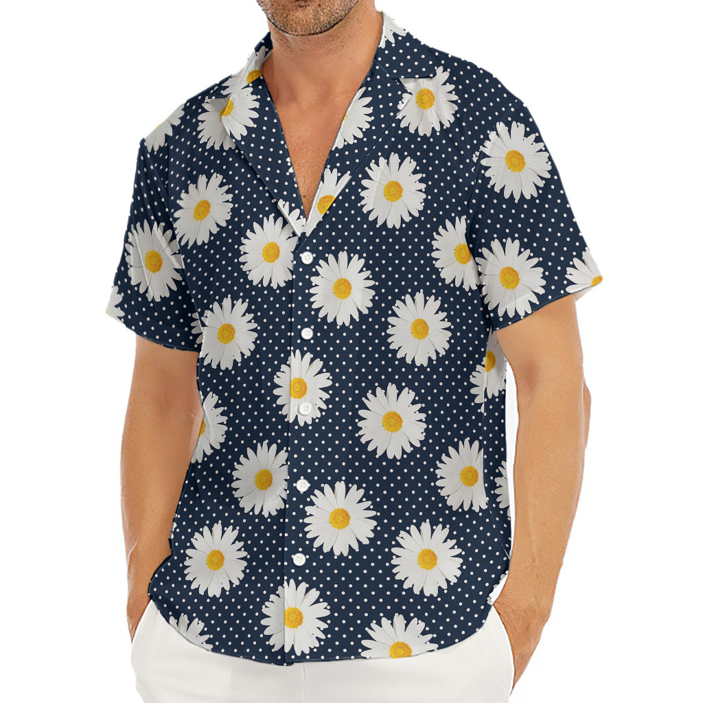 Polka Dot Daisy Floral Pattern Print Men's Deep V-Neck Shirt