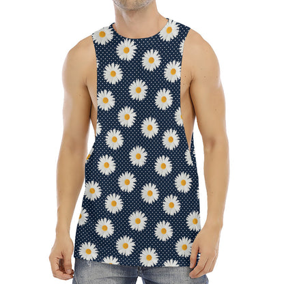 Polka Dot Daisy Floral Pattern Print Men's Muscle Tank Top