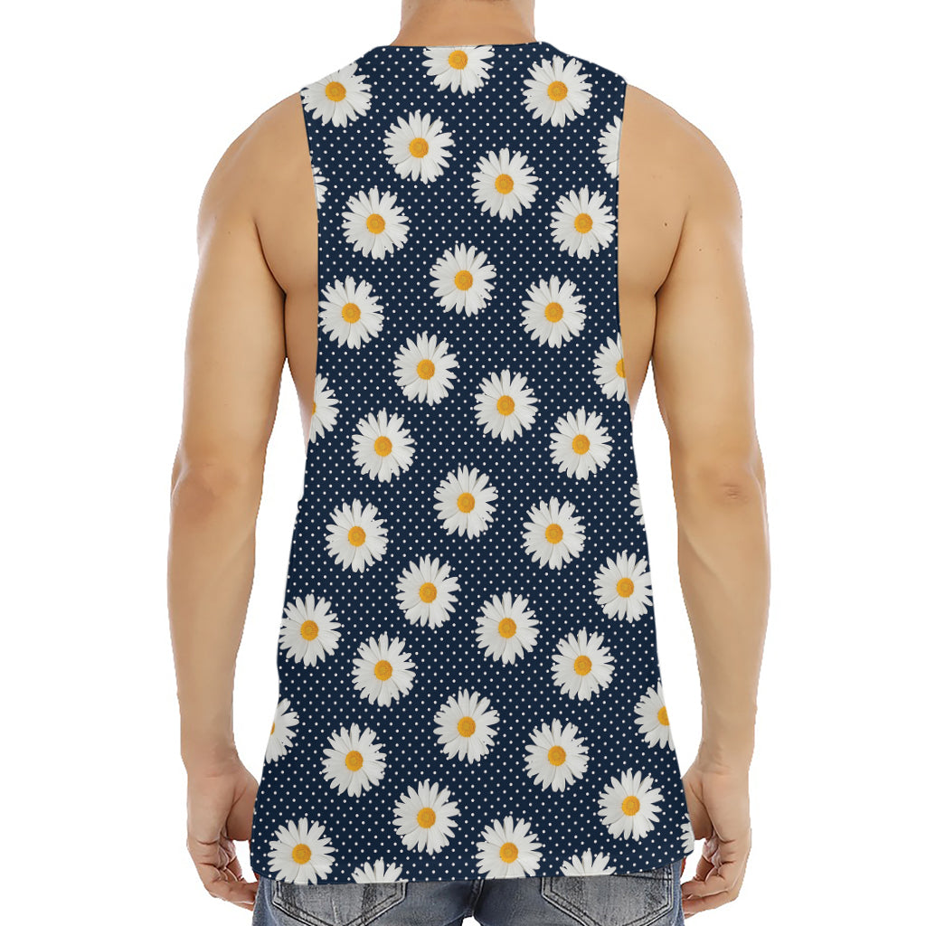 Polka Dot Daisy Floral Pattern Print Men's Muscle Tank Top