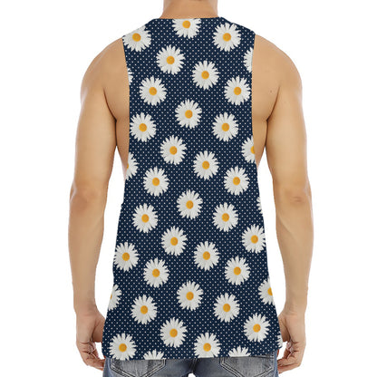 Polka Dot Daisy Floral Pattern Print Men's Muscle Tank Top