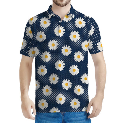 Polka Dot Daisy Floral Pattern Print Men's Polo Shirt
