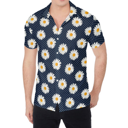 Polka Dot Daisy Floral Pattern Print Men's Shirt