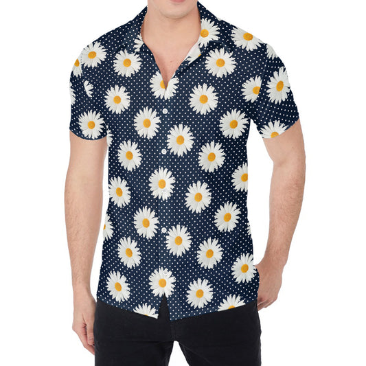 Polka Dot Daisy Floral Pattern Print Men's Shirt