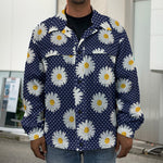 Polka Dot Daisy Floral Pattern Print Men's Shirt Jacket