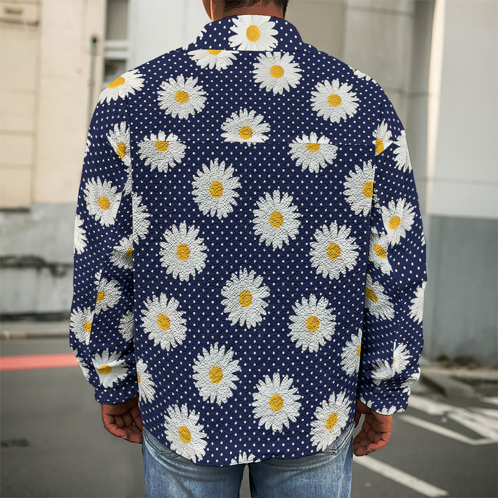 Polka Dot Daisy Floral Pattern Print Men's Shirt Jacket