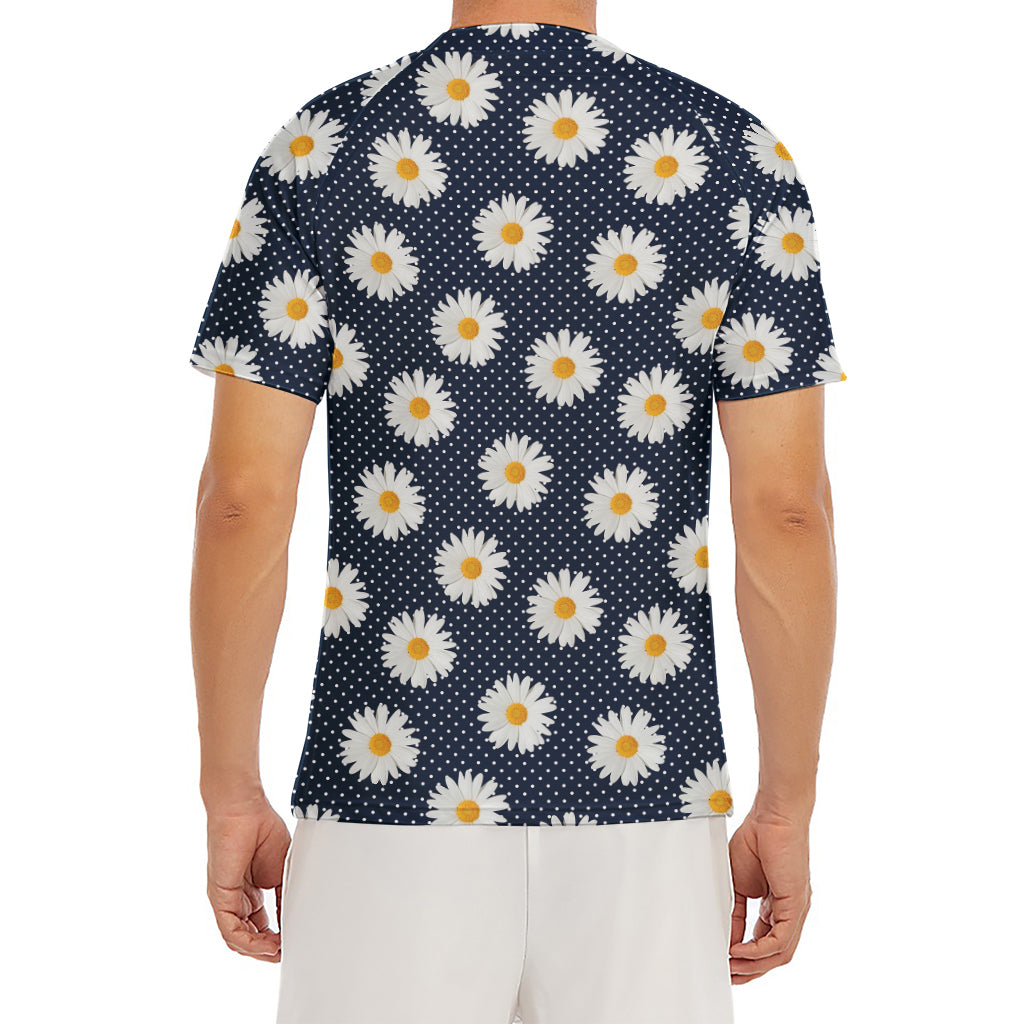 Polka Dot Daisy Floral Pattern Print Men's Short Sleeve Rash Guard