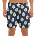 Polka Dot Daisy Floral Pattern Print Men's Split Running Shorts