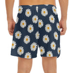 Polka Dot Daisy Floral Pattern Print Men's Split Running Shorts