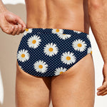 Polka Dot Daisy Floral Pattern Print Men's Swim Briefs