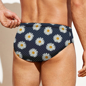 Polka Dot Daisy Floral Pattern Print Men's Swim Briefs