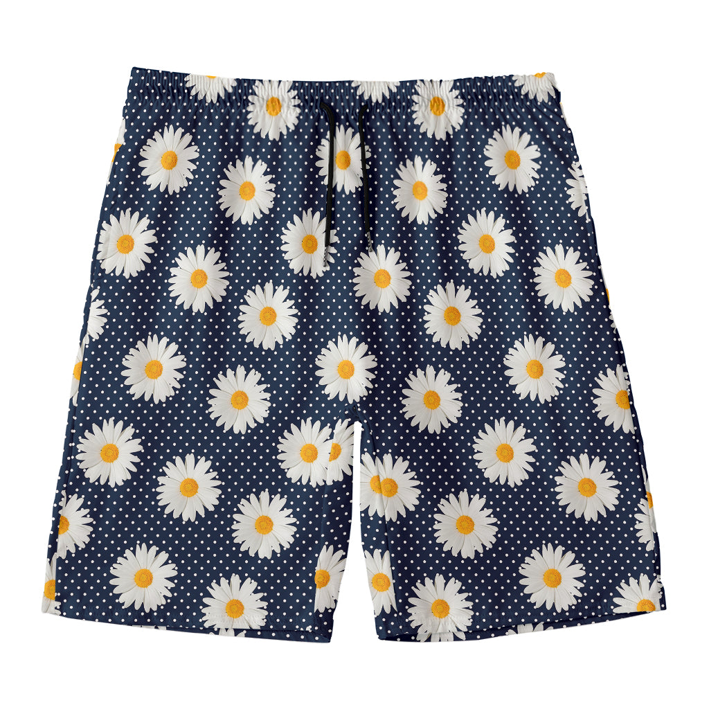 Polka Dot Daisy Floral Pattern Print Men's Swim Trunks