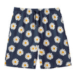 Polka Dot Daisy Floral Pattern Print Men's Swim Trunks