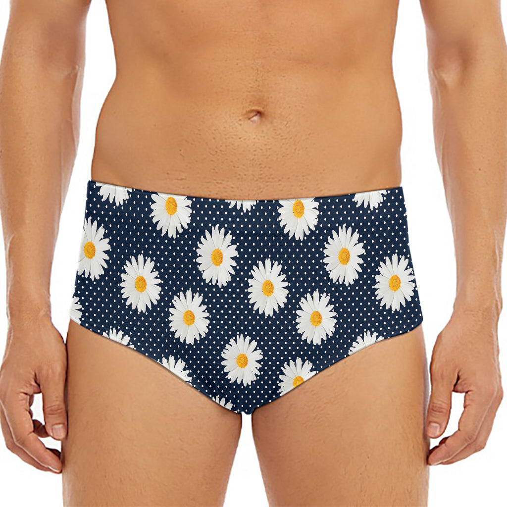 Polka Dot Daisy Floral Pattern Print Men's Triangle Swim Briefs