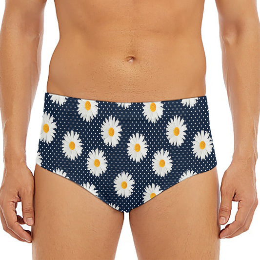 Polka Dot Daisy Floral Pattern Print Men's Triangle Swim Briefs