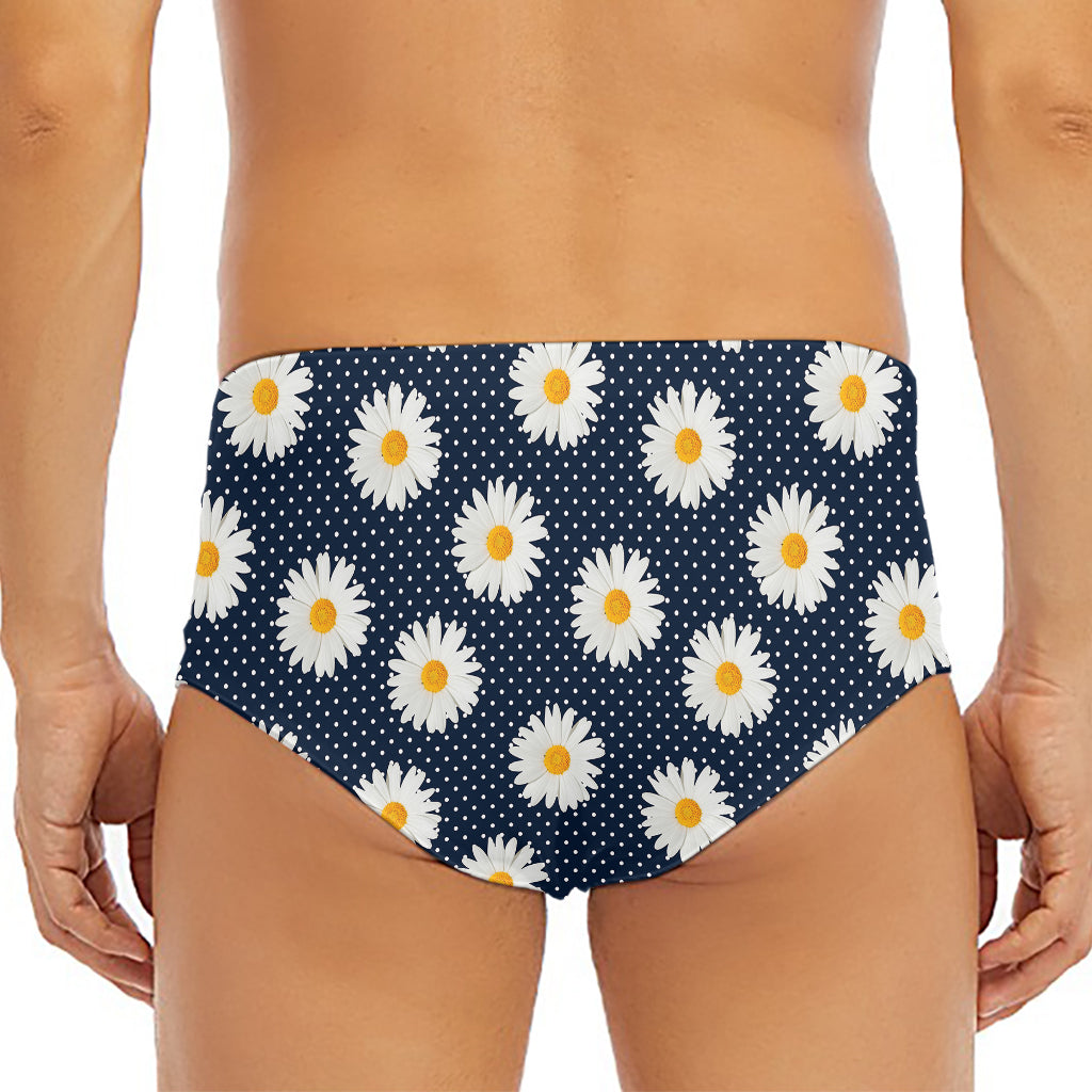 Polka Dot Daisy Floral Pattern Print Men's Triangle Swim Briefs