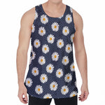 Polka Dot Daisy Floral Pattern Print Men's Velvet Tank Top
