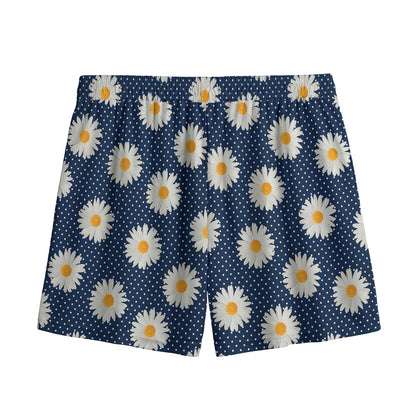 Polka Dot Daisy Floral Pattern Print Mesh Shorts