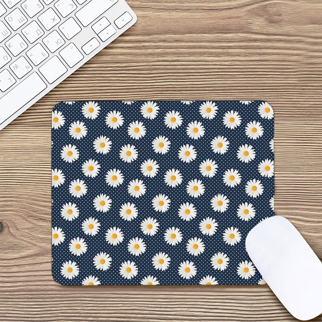 Polka Dot Daisy Floral Pattern Print Mouse Pad