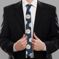 Polka Dot Daisy Floral Pattern Print Necktie