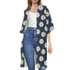 Polka Dot Daisy Floral Pattern Print Open Front Beach Cover Up