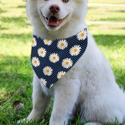 Polka Dot Daisy Floral Pattern Print Over The Collar Dog Bandana