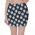 Polka Dot Daisy Floral Pattern Print Pencil Mini Skirt