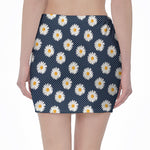 Polka Dot Daisy Floral Pattern Print Pencil Mini Skirt