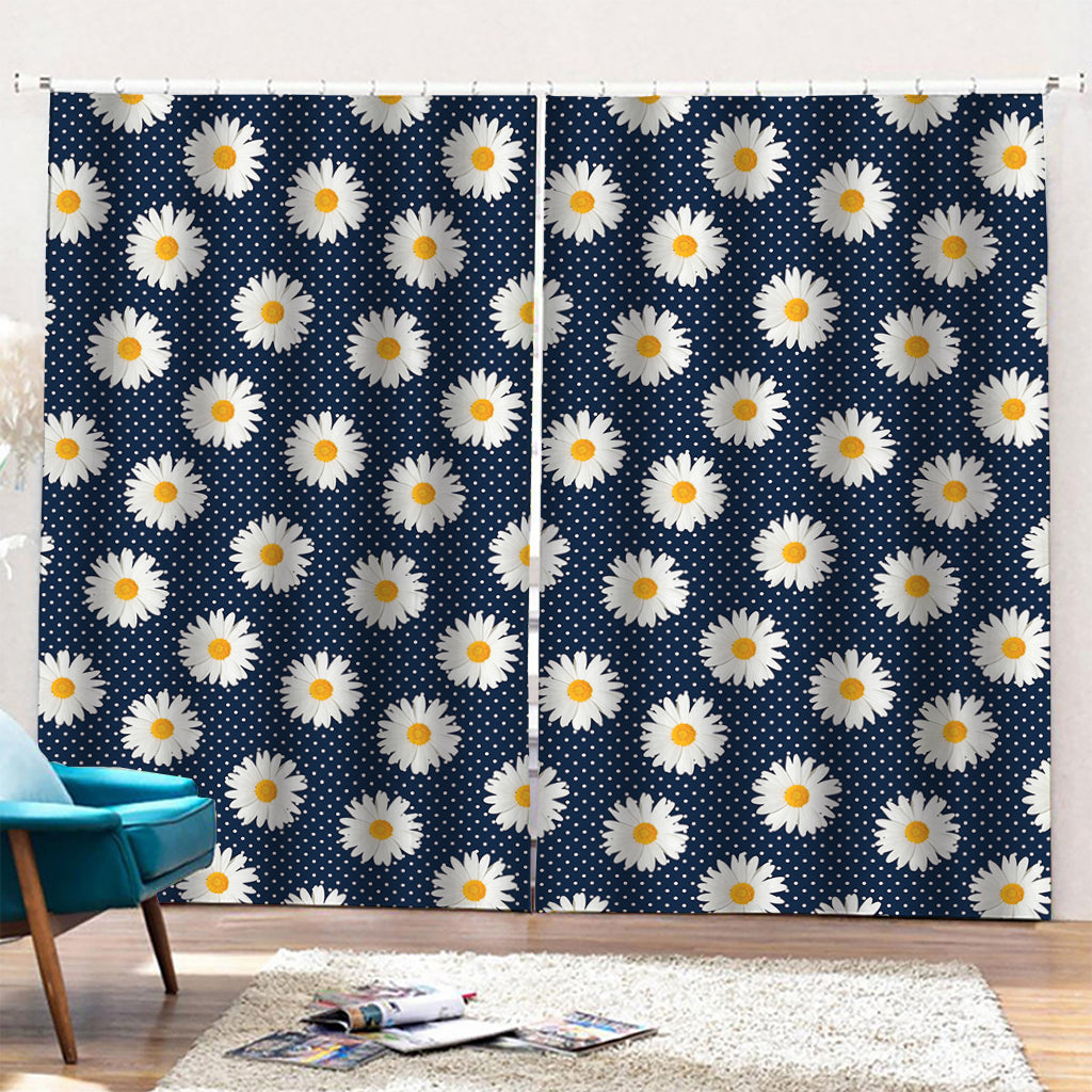 Polka Dot Daisy Floral Pattern Print Pencil Pleat Curtains