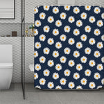 Polka Dot Daisy Floral Pattern Print Polyester Shower Curtain