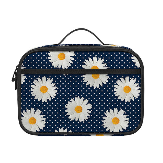 Polka Dot Daisy Floral Pattern Print Portable Lunch Bag