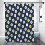 Polka Dot Daisy Floral Pattern Print Premium Shower Curtain