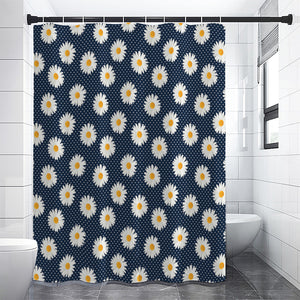 Polka Dot Daisy Floral Pattern Print Premium Shower Curtain