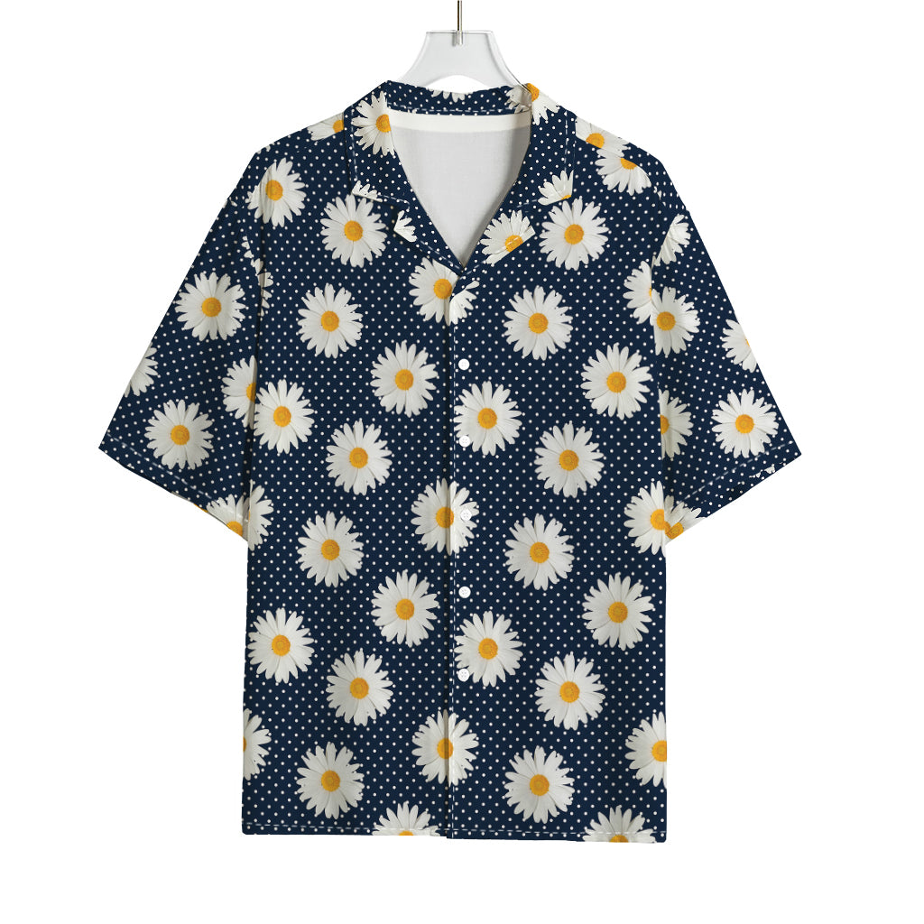 Polka Dot Daisy Floral Pattern Print Rayon Hawaiian Shirt