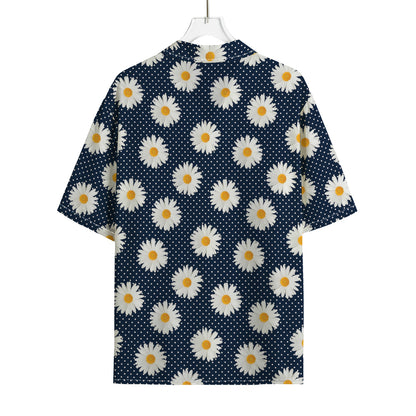 Polka Dot Daisy Floral Pattern Print Rayon Hawaiian Shirt