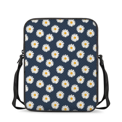 Polka Dot Daisy Floral Pattern Print Rectangular Crossbody Bag