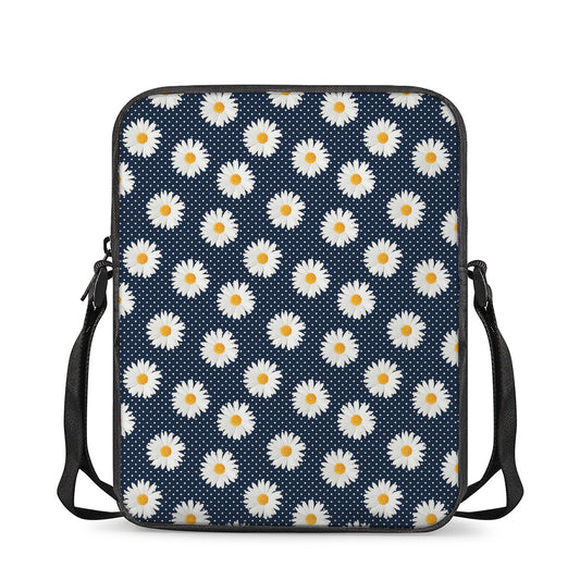 Polka Dot Daisy Floral Pattern Print Rectangular Crossbody Bag