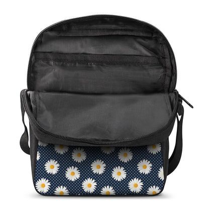 Polka Dot Daisy Floral Pattern Print Rectangular Crossbody Bag